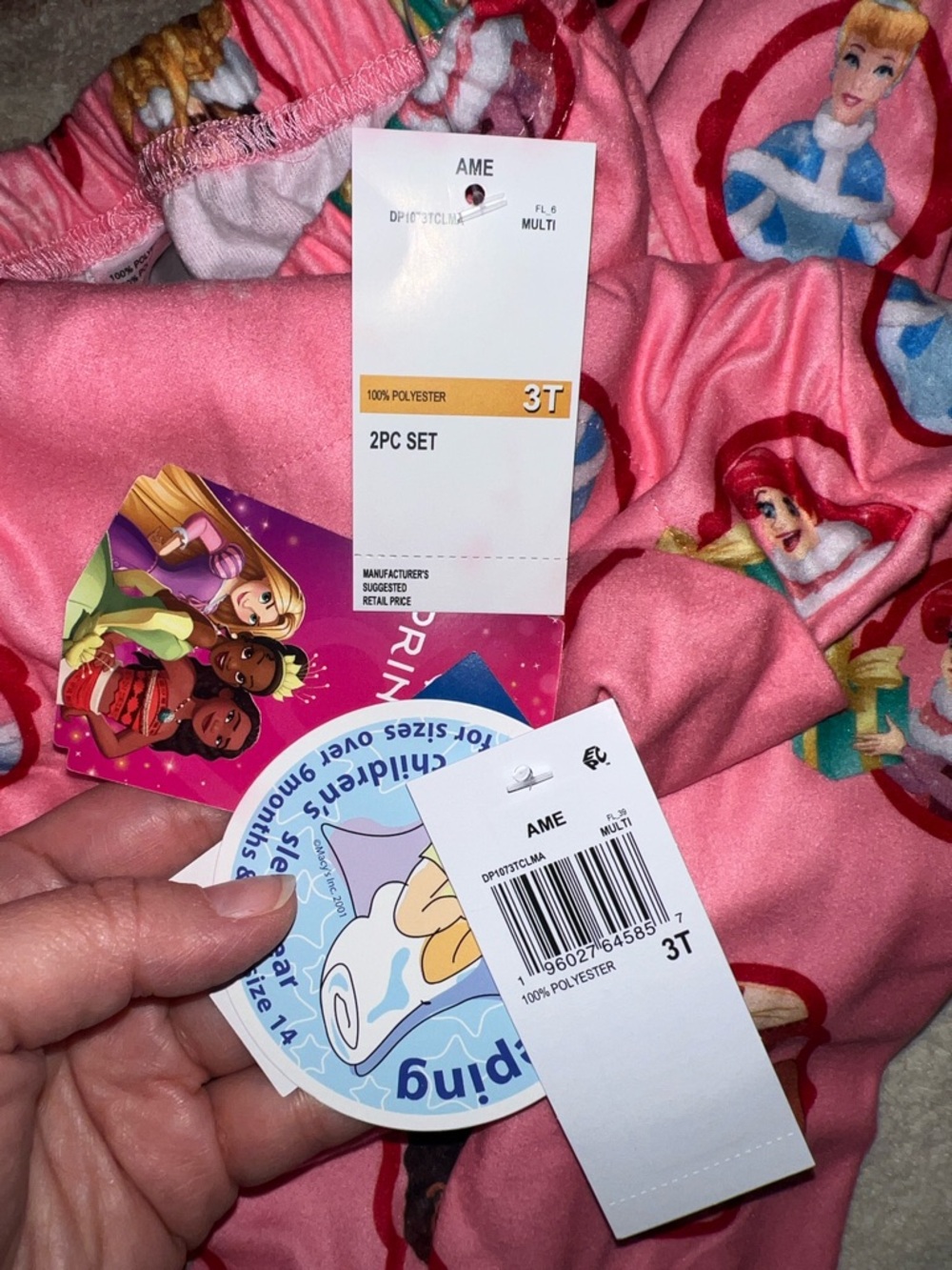 NEW Disney Pink Princess Character Pajama Set - Picture 10 of 10